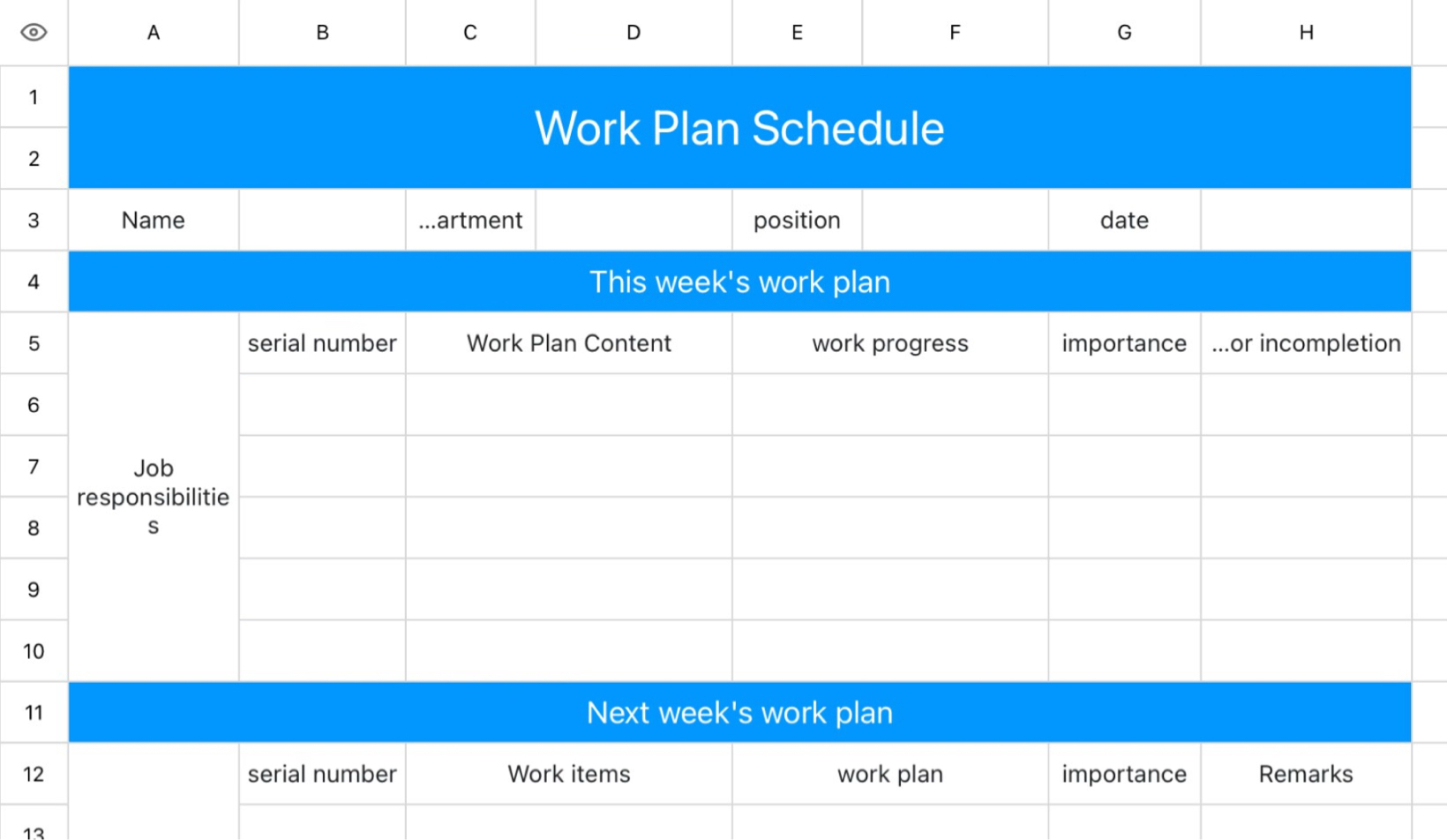 Work Plan Schedule 1